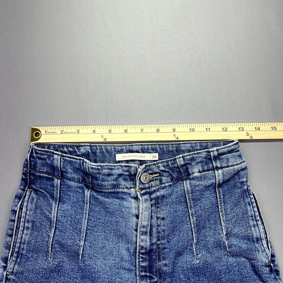 Levi’s Tag Size 26 High Waisted Taper Jeans Women's Stretch Pleats Blue - Picture 7 of 16